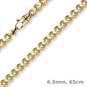 6,5mm Franco Kette Halskette Collier aus 585 Gold Gelbgold massiv 65cm Herren