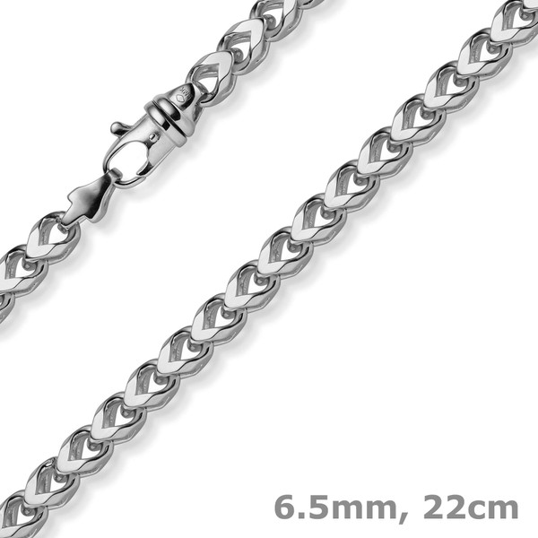 6.5mm Franco Armband aus 585 Weißgold massiv 22cm