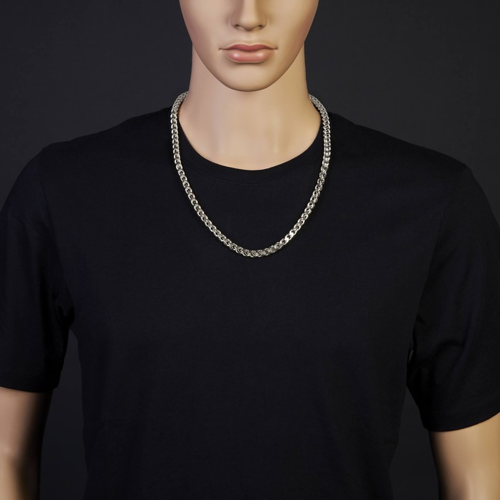 6.5mm Franco Kette aus 585 Weißgold massiv 65cm