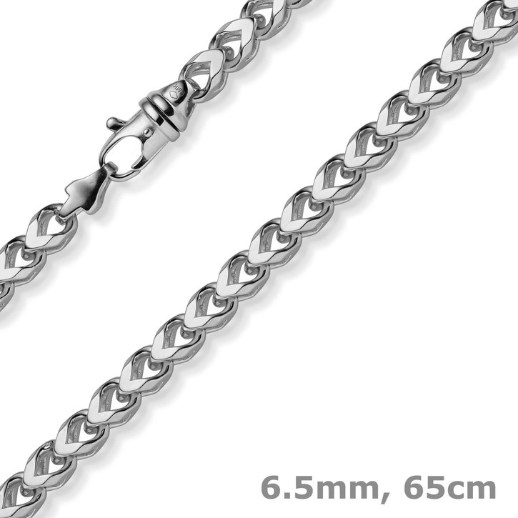 6.5mm Franco Kette aus 585 Weißgold massiv 65cm