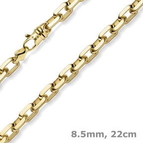 8,5mm Armband Ankerkette aus 585 Gold Gelbgold massiv diamantiert 22cm Herren