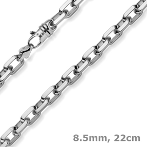 8,5mm Armband Ankerkette aus 585 Gold Weißgold massiv diamantiert 22cm Herren