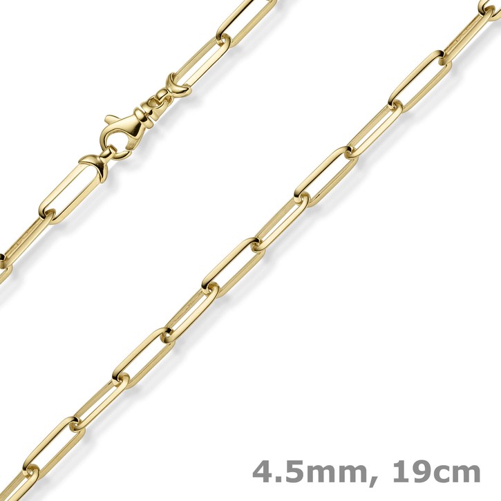 4.5mm Paper-Clip Armband aus 585 Gelbgold massiv 19cm