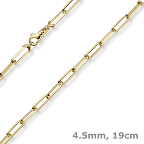 4,5mm Armband Paper-Clip Kette Armkette aus 585 Gold Gelbgold massiv 19cm