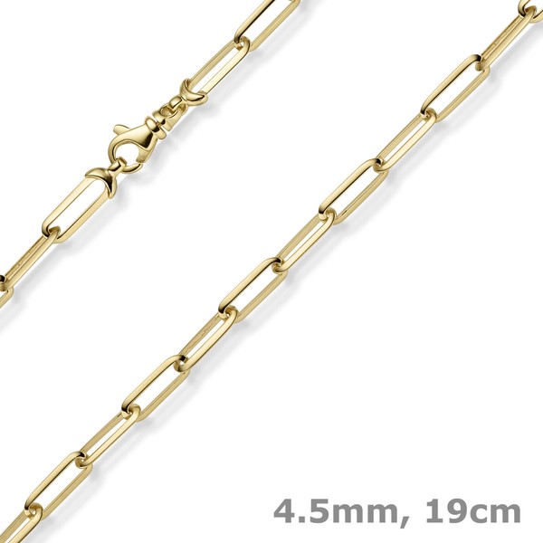 4.5mm Paper-Clip Armband aus 585 Gelbgold massiv 19cm