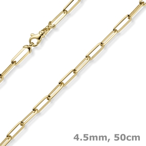 4,5mm Armband Paper-Clip Kette Halskette Collier 585 Gold Gelbgold massiv 50cm