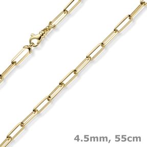 4,5mm Armband Paper-Clip Kette Halskette Collier 585 Gold Gelbgold massiv 55cm
