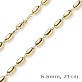 6,5mm Armband Phantasie-Kette Armkette aus 585 Gold Gelbgold glänzend 21cm
