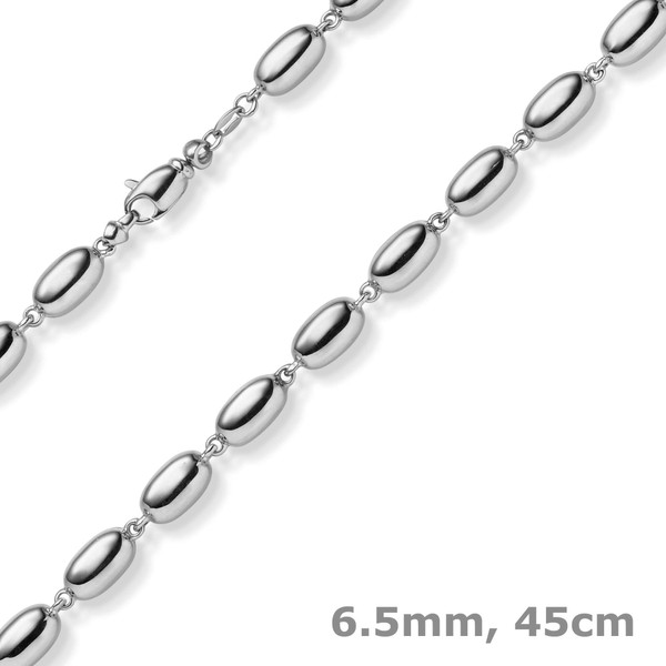 6.5mm Phantasie-Kette aus 585 Weißgold 45cm