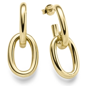 Paar Ohrringe Creolen-Stecker 35x14,2mm Ohrschmuck oval 585 Gold Gelbgold