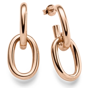 Paar Ohrringe Creolen-Stecker 35x14,2mm Ohrschmuck oval 585 Gold Rotgold