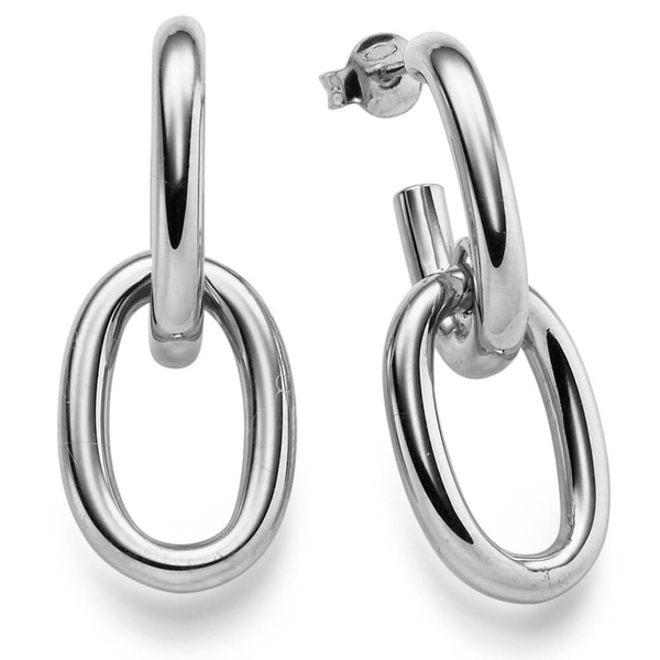Paar Creolen-Stecker 35x14.2mm oval 585 Weißgold