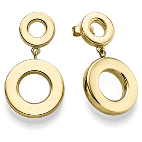 Paar Ohrringe Ohrhänger 33x18mm Ohrschmuck Kreise 585 Gold Gelbgold glänzend