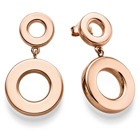 Paar Ohrringe Ohrhänger 33x18mm Ohrschmuck Kreise 585 Gold Rotgold glänzend