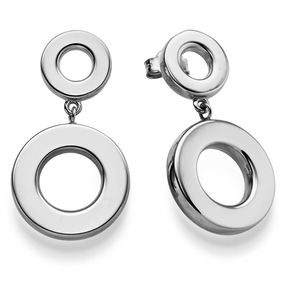 Paar Ohrringe Ohrhänger 33x18mm Ohrschmuck Kreise 585 Gold Weißgold glänzend
