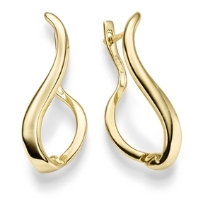 Paar Ohrringe Creolen 28x9,5mm gewellt Ohrschmuck aus 585 Gold Gelbgold