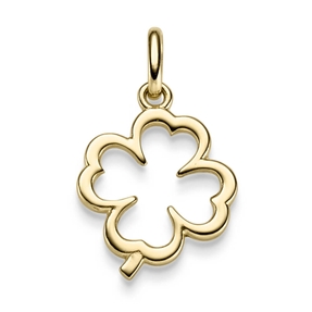 Anhänger Kleeblatt 15,5x25mm Silhouette 585 Gold Gelbgold schlciht glänzend