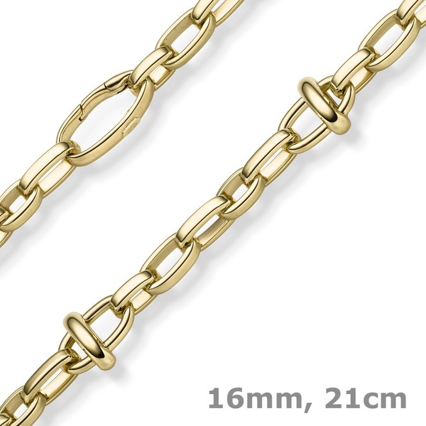 16mm Phantasie-Armband aus 585 Gelbgold 21cm