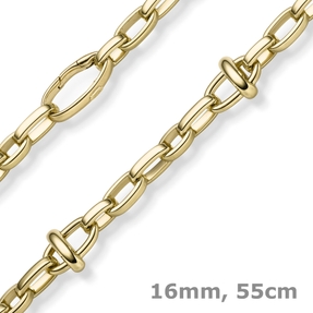 16mm Phantasie-Kette Halskette Collier aus 585 Gold Gelbgold 55cm