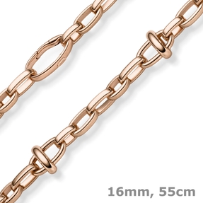 16mm Phantasie-Kette Halskette Collier aus 585 Gold Rotgold 55cm