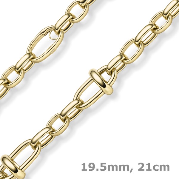 19.5mm Phantasie-Armband aus 585 Gelbgold 21cm