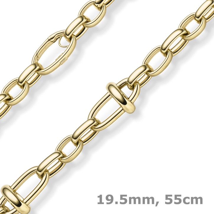 19.5mm Phantasie-Kette aus 585 Gelbgold 55cm