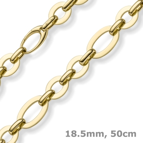 18,5mm Phantasie-Kette Halskette ovale Kettenglieder 585 Gold Gelbgold 50cm
