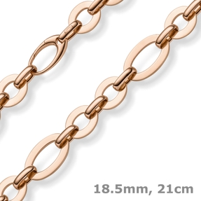 18,5mm Phantasie-Armband ovale Kettenglieder Armkette 585 Gold Rotgold 21cm