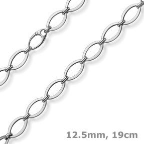 12,5mm Phantasie-Armband ovale Kettenglieder Armkette 585 Gold Weißgold 19cm