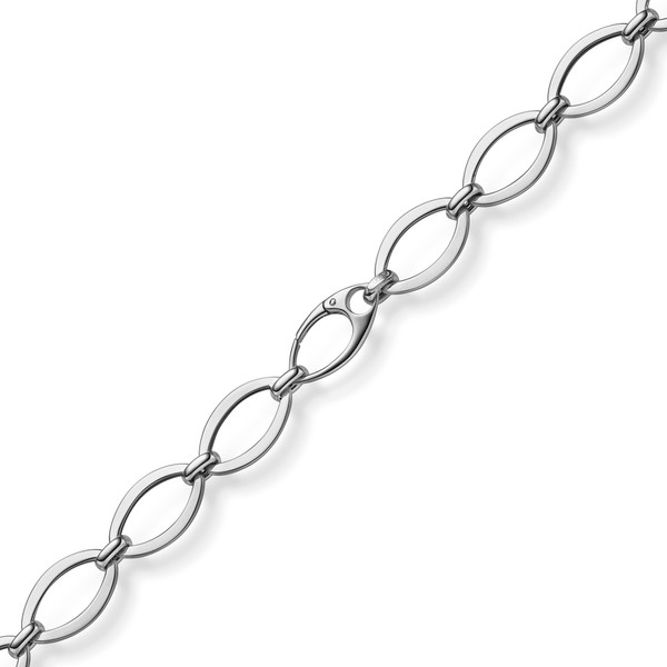 12.5mm Armband mit ovalen Kettengliedern 585 Weißgold 19cm