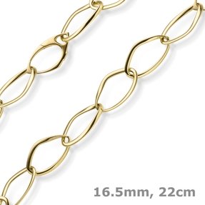 16,5mm Phantasie-Armband Armkette aus 585 Gold Gelbgold 22cm