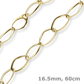 16,5mm Phantasie-Kette Halskette Collier aus 585 Gold Gelbgold 60cm