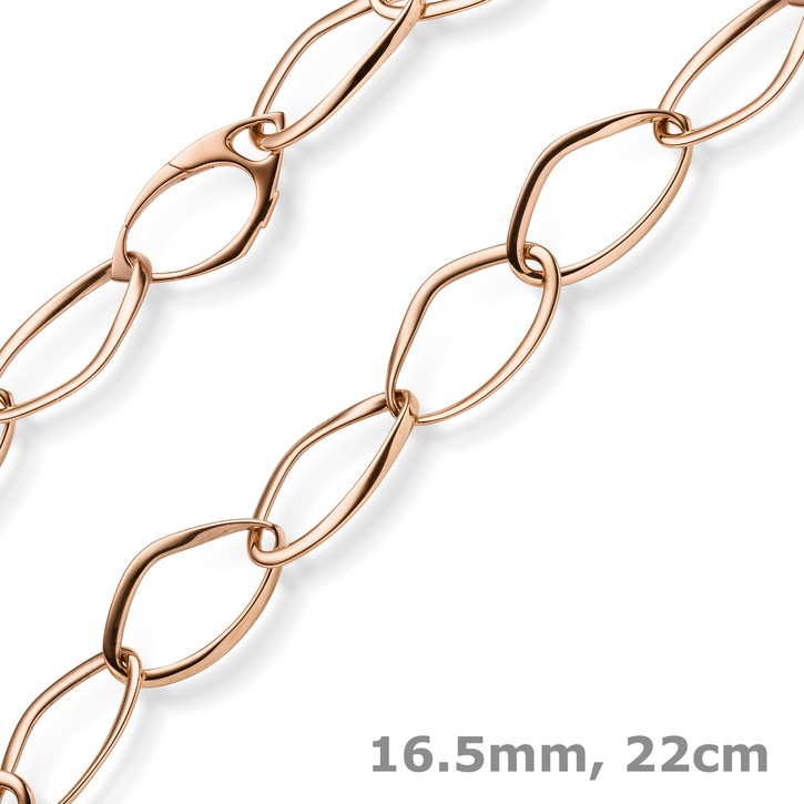 16.5mm Phantasie-Armband aus 585 Rotgold 22cm