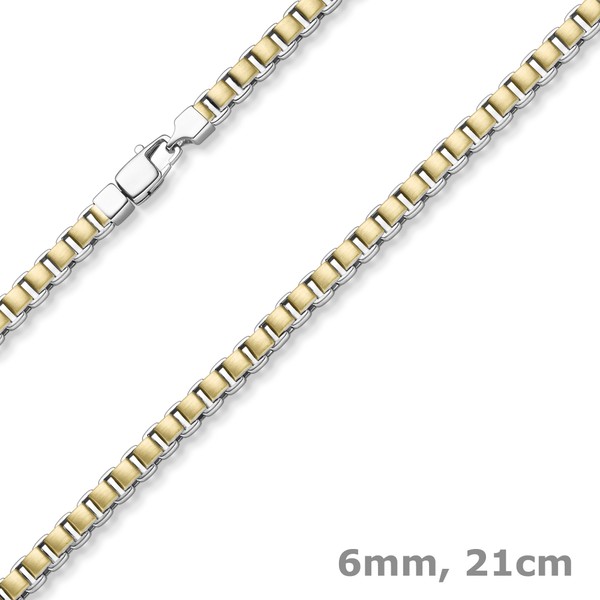 6mm Wende-Armband 585 Gold gelb weiß 21cm
