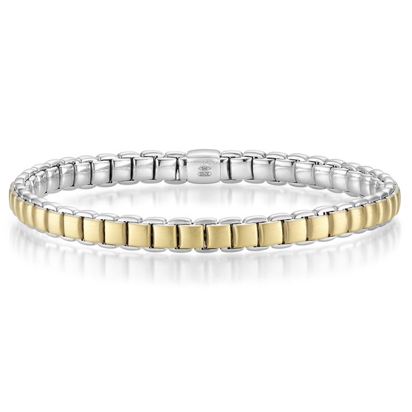 6mm elastisches Wende-Armband 585 Gold gelb weiß 21cm