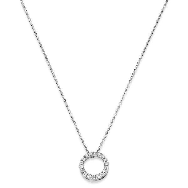 Collier 10.5mm Kreis 750 Weißgold mit 18 Diamanten 0.20ct
