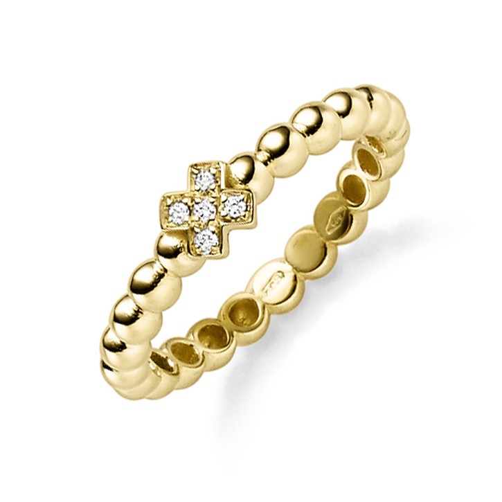 Kugelring aus 585 Gelbgold mit 5 Diamanten 0.03ct TW-SI