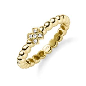 Ring Kugelring aus 585 Gold Gelbgold mit 5 Diamant-Brillanten 0,03ct. TW-SI