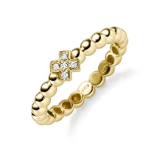 Kugelring aus 585 Gelbgold mit 5 Diamanten 0.03ct TW-SI