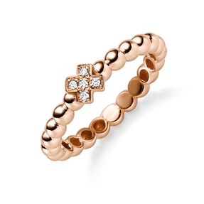 Ring Kugelring aus 585 Gold Rotgold mit 5 Diamant-Brillanten 0,03ct. TW-SI Ring Kugelring aus 585 Gold Rotgold mit 5 Diamant-Brillanten 0,03ct. TW-SI