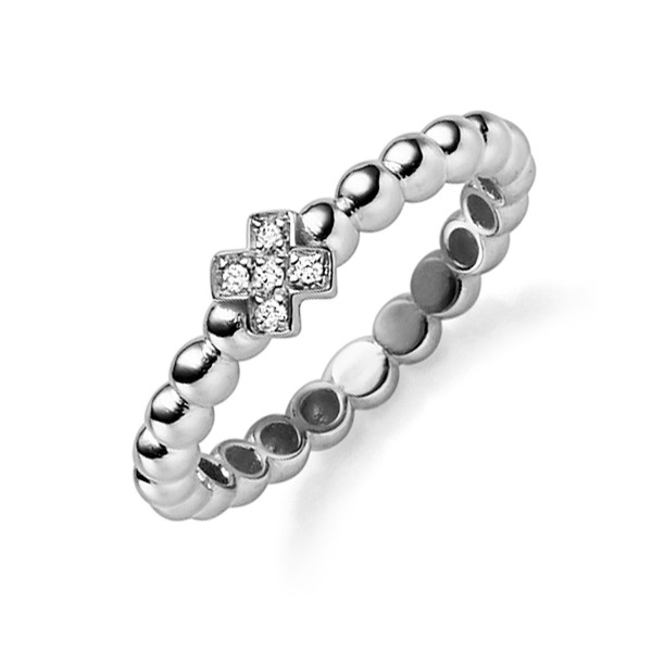 Kugelring aus 585 Weißgold mit 5 Diamanten 0.03ct TW-SI