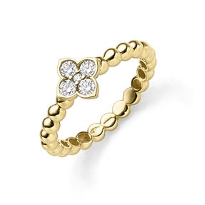 Ring Kugelring Blume 585 Gold Gelbgold mit 5 Diamant-Brillanten 0,24ct. TW-SI Ring Kugelring Blume 585 Gold Gelbgold mit 5 Diamant-Brillanten 0,24ct. TW-SI