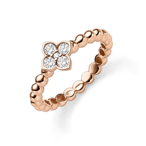 Ring Kugelring Blume 585 Gold Rotgold mit 5 Diamant-Brillanten 0,24ct. TW-SI Ring Kugelring Blume 585 Gold Rotgold mit 5 Diamant-Brillanten 0,24ct. TW-SI