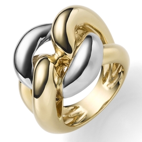 Breiter Ring Damenring aus 585 Gold gelb/weiß bicolor B: 21mm Breiter Ring Damenring aus 585 Gold gelb/weiß bicolor B: 21mm