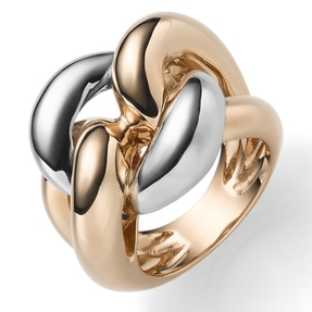 Breiter Ring Damenring aus 585 Gold weiß/rot bicolor B: 21mm Breiter Ring Damenring aus 585 Gold weiß/rot bicolor B: 21mm