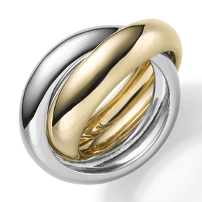 2-er Ring aus 585 Gold gelb/weiß bicolor 6,5mm glatt glänzend schlicht 2-er Ring aus 585 Gold gelb/weiß bicolor 6,5mm glatt glänzend schlicht