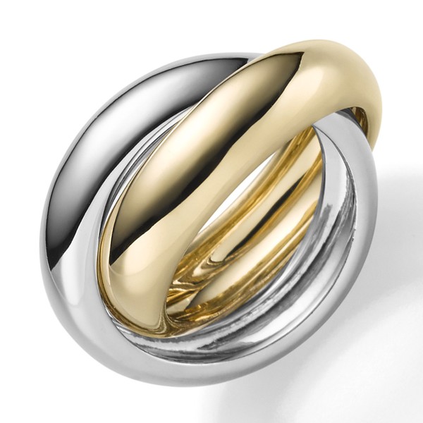 2-er Ring aus 585 Gold gelb weiß Breite 6.5mm