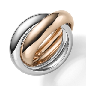 2-er Ring aus 585 Gold weiß/rot bicolor 6,5mm glatt glänzend schlicht 2-er Ring aus 585 Gold weiß/rot bicolor 6,5mm glatt glänzend schlicht