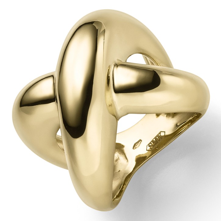 Ring aus 585 Gelbgold Breite 19.5mm gewölbt gekreuzt