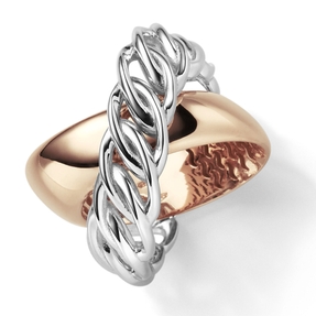 Breiter Ring Damenring 585 Gold Weißgold Rotgold bicolor Breite 18mm gekreuzt Breiter Ring Damenring 585 Gold Weißgold Rotgold bicolor Breite 18mm gekreuzt